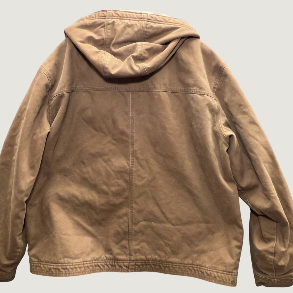 Wolverine Mens Jacket Brown Cotton Canvas Sherpa Lined Hooded Work Coat - Picture 3 of 10